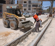 دائرة الهندسة والمشاريع استمرار اعمال مشروع تأهيل المدخل الشرقي للمدينة - بناء ارصفة وجزر وسطية